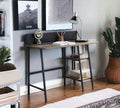 Rustic Oak and Black 2-Shelf Computer Writing Work Study Desk with H-Shaped Base for Study and Home Office