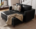 ABCASA Faux Leather Loveseat Sofa Sleeper Bed with Storage Seat 64.6 Modular Sectional Couch Deep Seat with Reversible Chaise 2-Seat Black