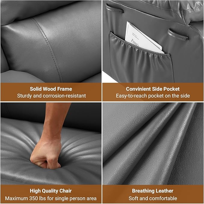 Power Lift Recliner Chair with Massage for Elderly Ergonomic Lounge Chair Classic Single Sofa with 2 Cup Holders Side Pockets Home Theater