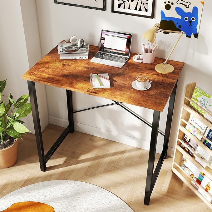 DUMOS Compact 32-Inch Small Computer Office Desk for Home or Bedroom Modern Minimalist Writing and Study Work Table Wood