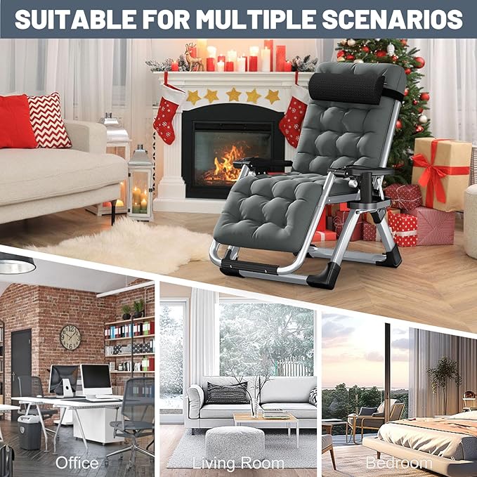 LILYPELLE Comfy Folding Chair Folding Lounge Chair for Bedroom and Living Room Folding Reclining Patio Chairs with Removable Cushion for Indoor Outdoor