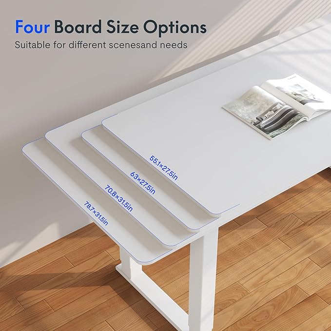 FLEXISPOT E6Q 4 Legs Standing Desk 78 x 32 Inch Adjustable Height Desk with Splice Board Home Office Sit Stand Up Desk White Top + White Frame