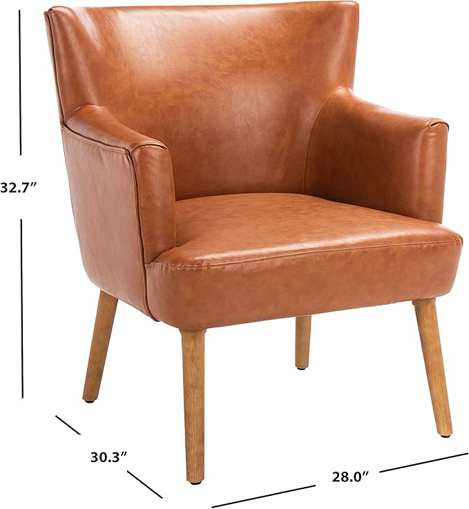 SAFAVIEH Home Collection Delfino Cognac Faux Leather/Natural Accent Chair