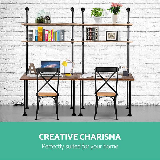 Diwhy Computer Desk with Storage ShelvesHome Office Writing DeskBookshelf Laptop Desk Industrial Style Office DecorStudying Writing Table WorkstationStable Metal FrameeEasy Assembly(40 L)