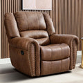 CANMOV Rocker Recliner Chair Leather Recliner Chair with Overstuffed Backrest and Armrests Manual Single Sofa for Living RoomBedroom Nut Brown