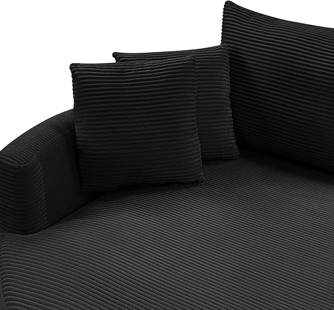JUSTONE 102.3 Oversized Double Chaise Lounge Sofa Bed Convertible Loveseat with Deep Seat &amp USB Ports Modern Upholstered Couch for Living Room Black