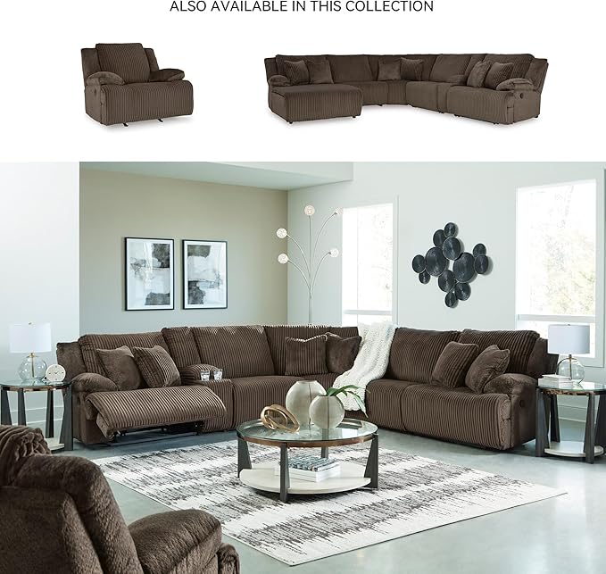 Signature Design by Ashley Top Tier Rocker Recliner Pull Tab Recliner Fabric Upholstery Attached Foam Cushions 50 W x 40 D x 41 H Dark Brown