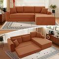 KBQ Modular Sectional Couch in a Box 103 L Shaped Boneless Cloud Couch with Deep Seat Convertible Sofa Bed for Living Room Bedroom Apartments No Assembly Required Orange Right Facing Chaise