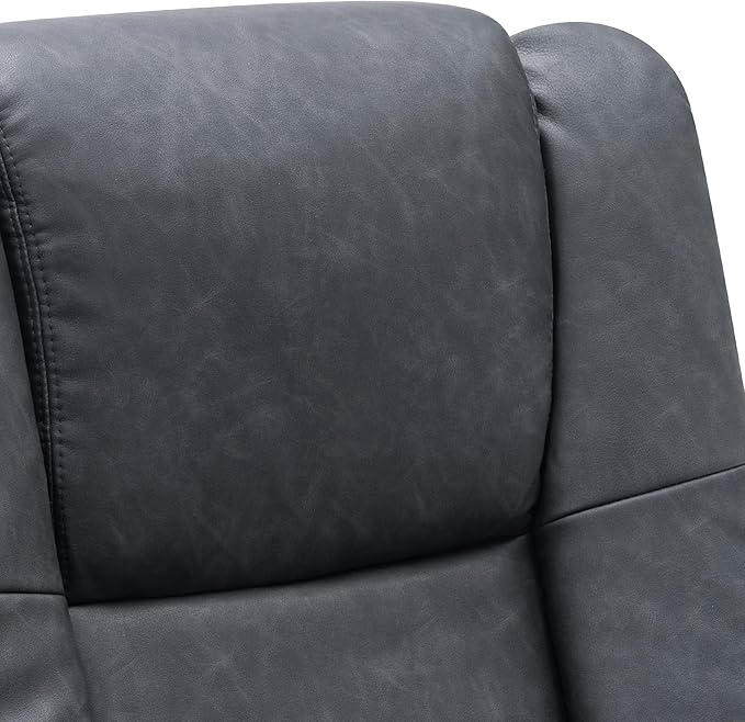 MCombo Swivel Recliner with Ottoman Chair TV Chair Sets with Vibration Massage for Small Space Living Room Bedroom 9096 9099 (Faux Leather Dark Grey)