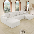 137.8 Cloud Couch Sectional Modular Sofa with 2 Ottoman Corduroy U Shaped Boneless Sofas Couch in a Box No Assembly Required White Couches for Living Room