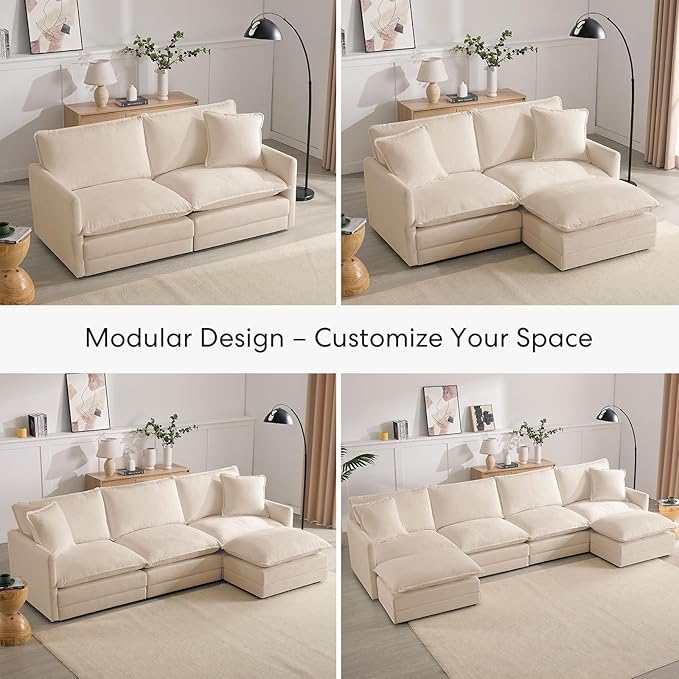 Chenille Oversized Chair Ottoman - 39”W Big Ottoman for Comfy Reading Chair &amp Lounge Chair for Living Room Bedroom Kids Room Reading Nook Family Room Sand Beige