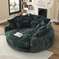 81 Round Sofa Bed Big Bean Bag Round Chaise Lounge Oversized Round Couch Boneless Reading Chair Plush Fluffy Chenille Large Chaise Chair for Living Room Bedroom Apartment Green