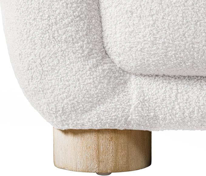 Furniture of America Amara Modern Boucle Arm Chair with Sloped Armrests and High Density Foam Wooden Comfortable Couch for Living Room Office Oeko TEX Certified White