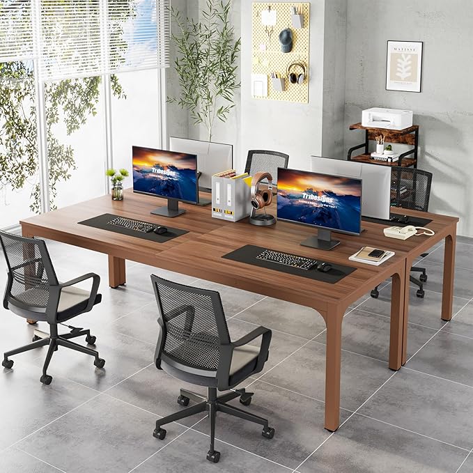 Tribesigns 78.7 Inches Extra Long Computer Desk 2 Person Desk Double Long Desk Workstaion for Home Office Coffee Brown