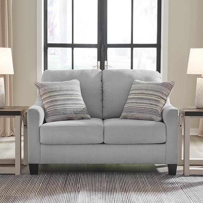 Signature Design by Ashley Adlai Casual Loveseat with 2 Toss Pillows Light Gray