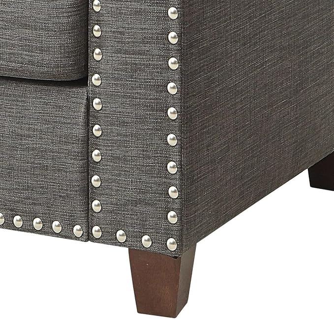 Light Charcoal Chair with Flared Arms and Soft Pillows for Comfortable Seating for Living Room Style