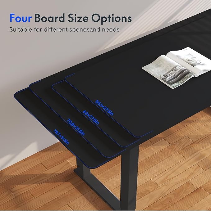 FLEXISPOT 4 Legs Standing Desk 63 x 28 Inch Electric Adjustable Height with Splice Board Home Office Sit Stand Up Desk Black Top + Black Frame