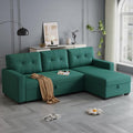 82 Convertible Sectional Sleeper Sofa with Storage Chaise L Shaped Pull Out Couch Bed with 3 Tufted Back Cushion for Living Room ApartmentOfficeGreen