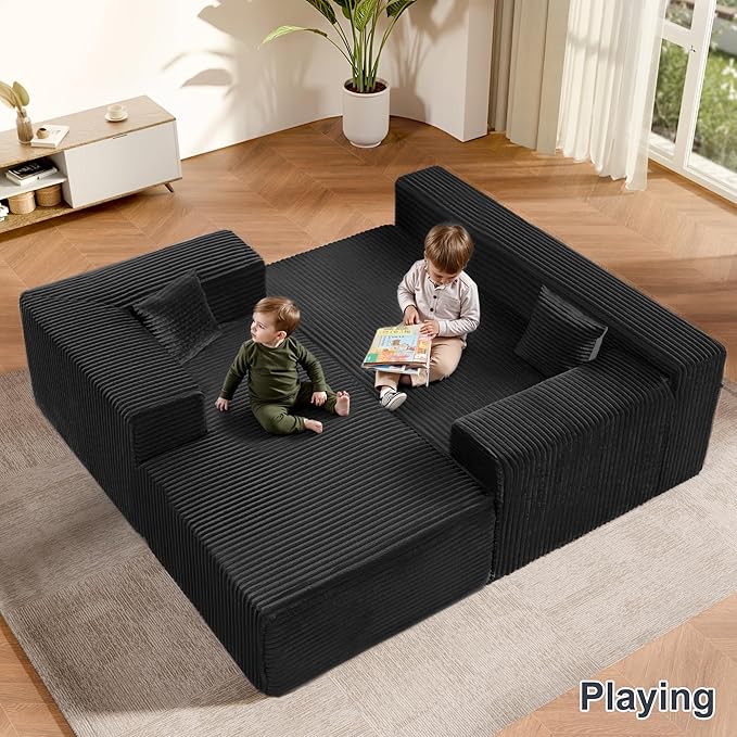 104 Sectional Couches for Living Room Modular Sectional Sofa with Deep Seat L-Shape Couch with Chaise Cloud Couch for Living Room Bedroom No Assembly Required (Black Left Facing Chaise)