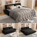 73.2 Queen Size Pull Out Sofa Bed 3-in-1 Convertible Sleeper Velvet Loveseat for Living Room Apartment Bedroom Small Spaces Black (Mattress &amp Bedding Not Included)