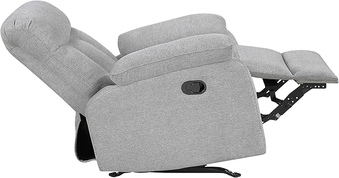 Lexicon Manual Rocker Recliner Chair for Living Room Chenille Fabric Upholstered Rocking Reclining Chair Home Theater Seating Easy Assembly Recliner Gray