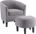 Convenience Concepts Take a Seat Churchill Accent Chair with Ottoman Cement Gray Fabric
