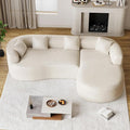 Oversized Sectional Sofa with Right Chaise for Living Room 111 Modern Curved L Shape Cloud Couch with Extra Deep Seat Modern Luxury Chenille 4 Seater No Assembly Required Beige White