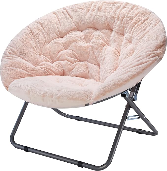 Urban Lifestyle Faux Fur Saucer Chair Blush 36.2D x 36.2W x 31.9H in