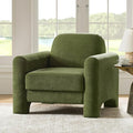 HULALA HOME Modern Curved Accent Club Chair Chenille Armchair Upholstered Sofa Chair with Wrapped Armrests Comfy Reading Armchair for Living Room Easy Assembly Olive