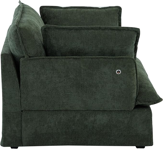 Merax 47.2 Oversized Accent Chair with Dual-Port Charging Skirted Base Deep and Wide Seat Cloud-Like Comfy Single Sofa Modern Design for Living Room&ampApartment ChenilleGreen