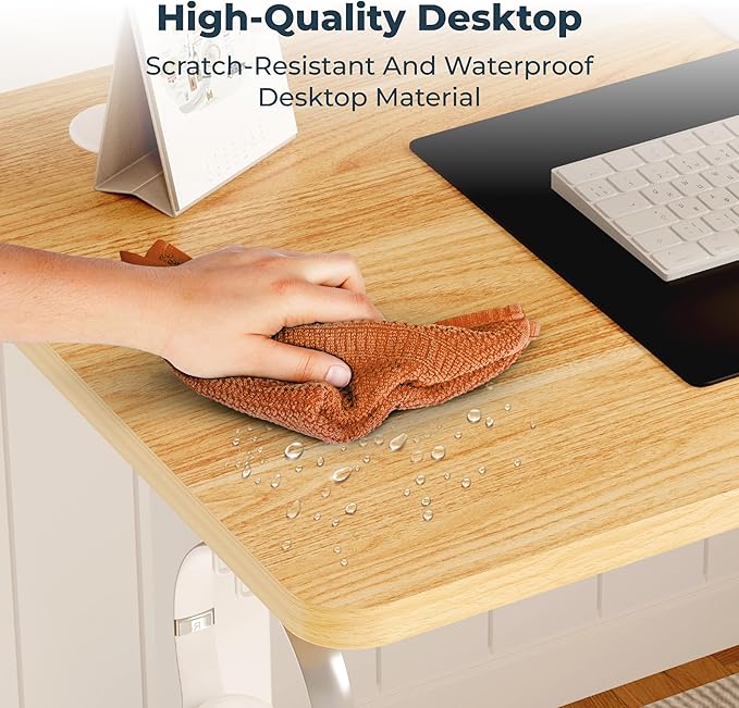 Adjustable Stand Up Desk Standing Desk 40x24 Inches Home Office Desks with Memory Preset Computer Workstation Splice Maple Top + White Frame