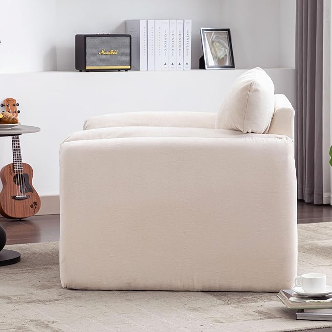Merax Modern Style Chenille Oversized Armchair Accent Chair 38.6’’ W Single Sofa for Living Room Bedroom Cream