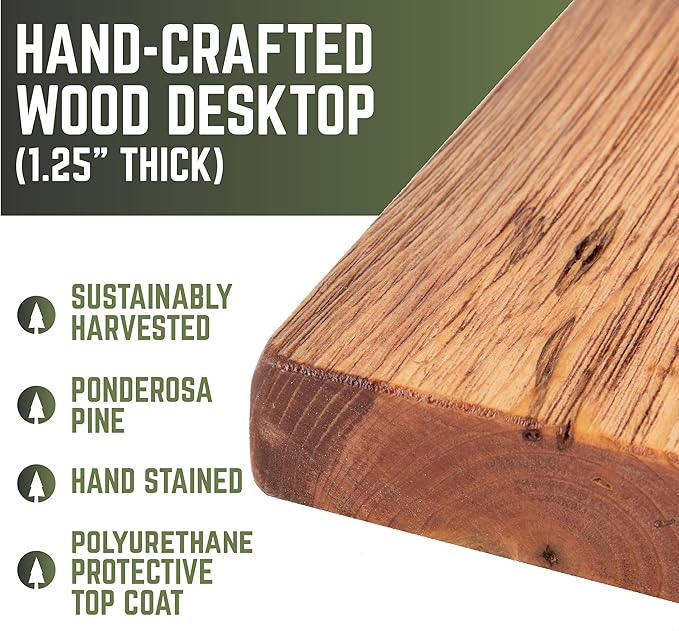 Restore by Pipe DÉCOR Solid Wood Office Desk Top Reclaimed Ponderosa Pine Wood in Sunset Cedar 48 in. x 24 in. x 1.25 in.