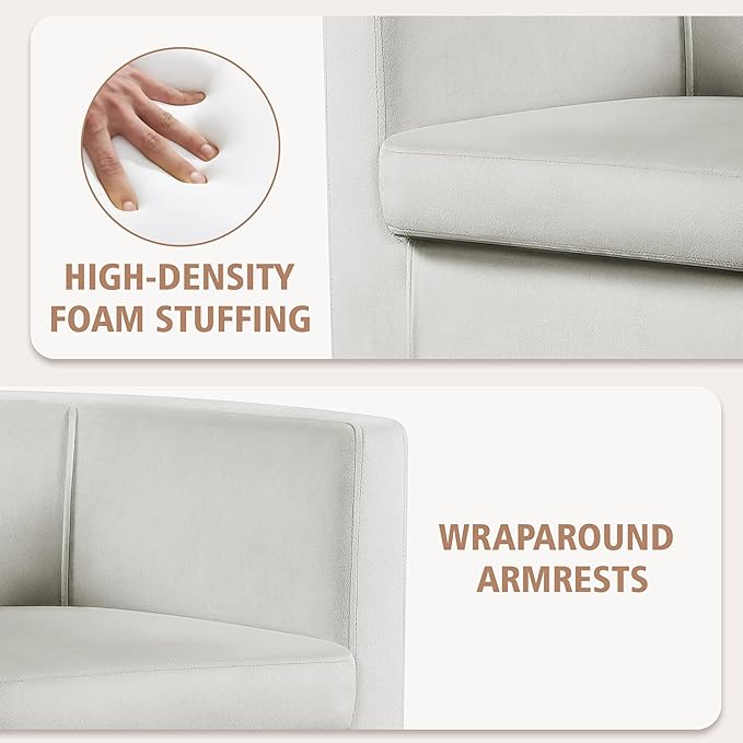 Topeakmart Elegant Style Club Accent Upholstered Velvet Reading Chair for Living Room Reception Room Bedroom Beige