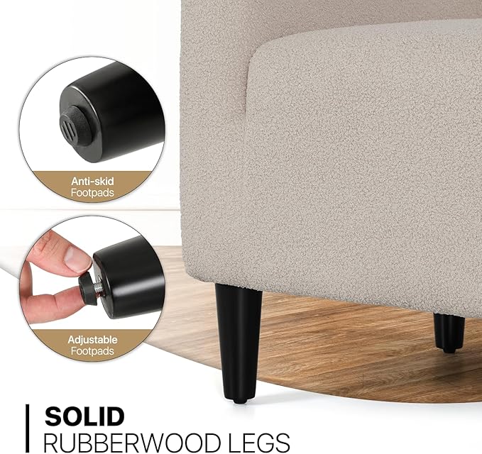 MoNiBloom Accent Barrel Chair Boucle Fabric Accent Chair Modern Sherpa Elegant Armchair with Cozy Soft Padded 300lbs Capacity Compact Sofa Chair for Living Room Bedroom Office Light Gray