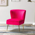 TINA'S HOME Modern Accent Chair Velvet Slipper Chair with Wingback Gold Legs Comfy Upholstered Fabric Armless Side Chair for Living Room Bedroom Vanity/Fuchsia