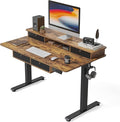FEZIBO 48'' x 24'' Electric Standing Desk Adjustable Height with 4 Drawers Home Office Stand Up Table with 4 Height-Adjustable Feets &amp 2 HooksRustic Brown Top