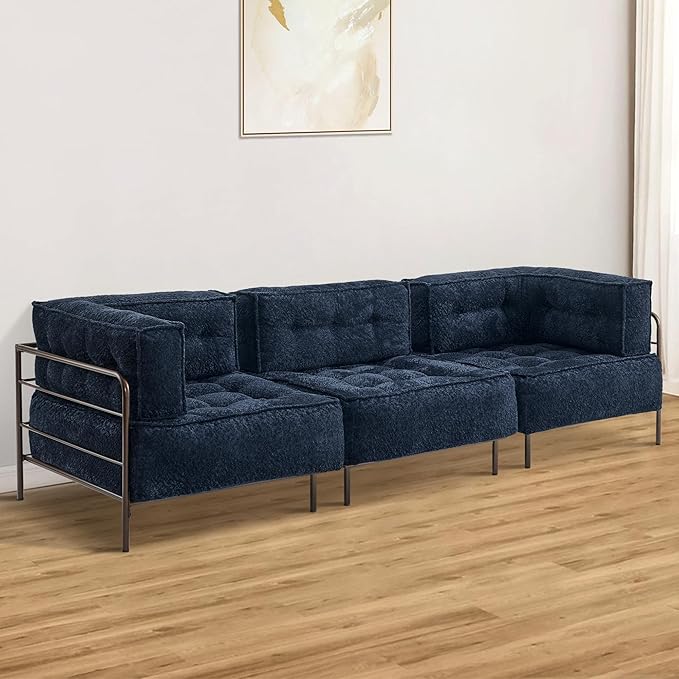 MCombo Modular Sofa Couch with Removable Cushion Accent Sofa Chair Upholstered Sofa for Living Room Apartment Office (Blue Middle Seat)