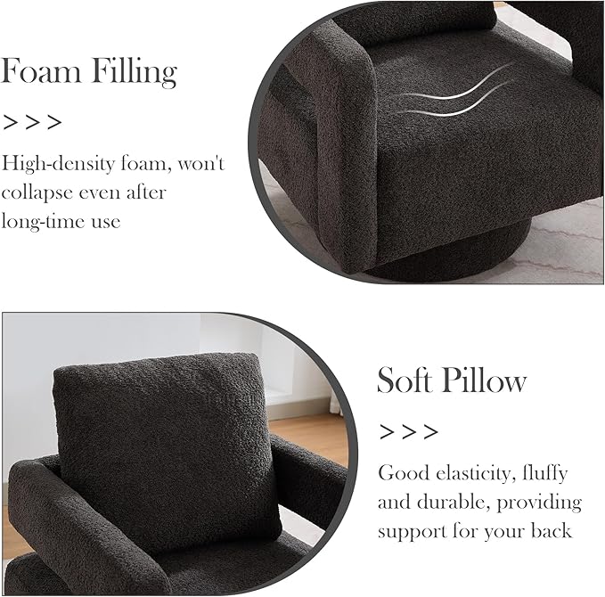 Aoiy &amp Wifon 29.13 W 360 Degree Small Swivel Accent Chairs Set of 2 Modern Living Room Accent Chairs Comfy Swivel Barrel Chairs for Living Room Boucle Charcoal