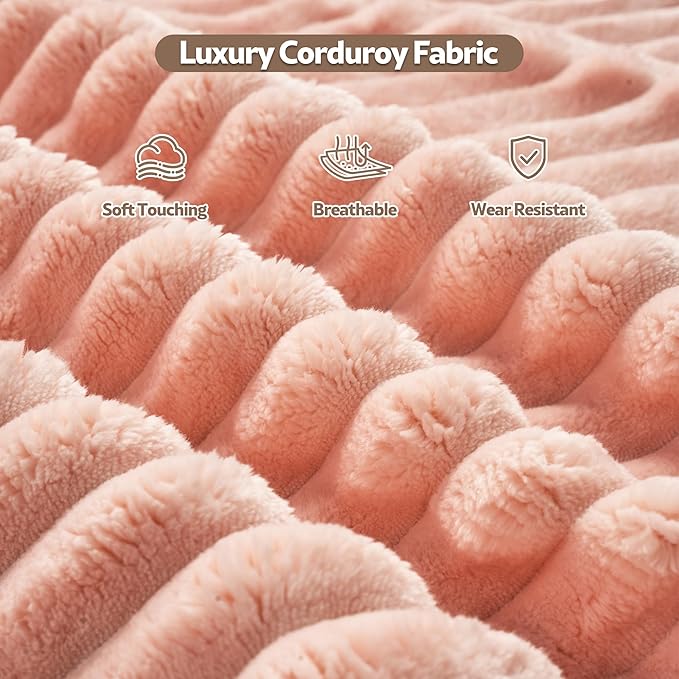 Folding Sofa Bed Convertible Sleeper Chair with Pillow Back Support Plush Corduroy No Assembly Memory Foam Chair Beds for Small Space Apartments Guest Bedroom (Pink Single)