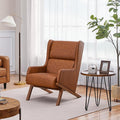 Yaheetech Brown Accent Chair PU Leather Armchair High Wide Backrest Oversized Recliner Chair Thick Seat Cushion for Office Reception Room Reading Nook Brown