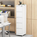 5 Drawer Small File Cabinet with Lock on Wheels Heavy Duty Metal Storage Cabinet Organizer Under Desk Locking Drawers for Home OfficeWhite