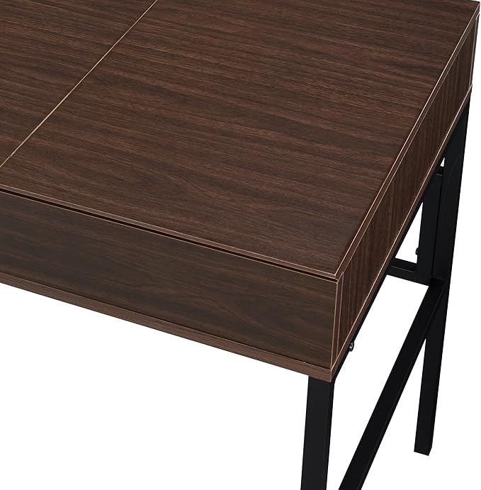 Oak &amp Black Writing Desk with USB Port - Computer Desk for Home Office