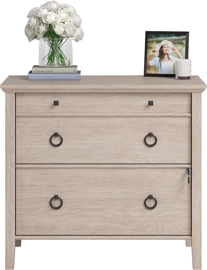 2 Drawer Small File Cabinet with LockUnder Desk Storage Cabinet Organizer for HomeOffice Modern Farmhouse Filing Cabinets FurnitureBrown