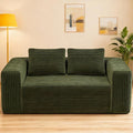 63 2 Seater Boneless Sofa Cloud Loveseat Sofa in A Box for Living Room Corduroy Couch Memory Foam Couch No Assembly Needed Floor Sofa Lounge for Living Room Bedroom Green
