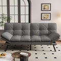 Vipbear Convertible Futon Sofa BedGrey Linen Fabric Futon Couch with Detachable CushionAdjustable Backrest &amp ArmrestModern Loveseat Sleeper Recliner for Living RoomOfficeApartment