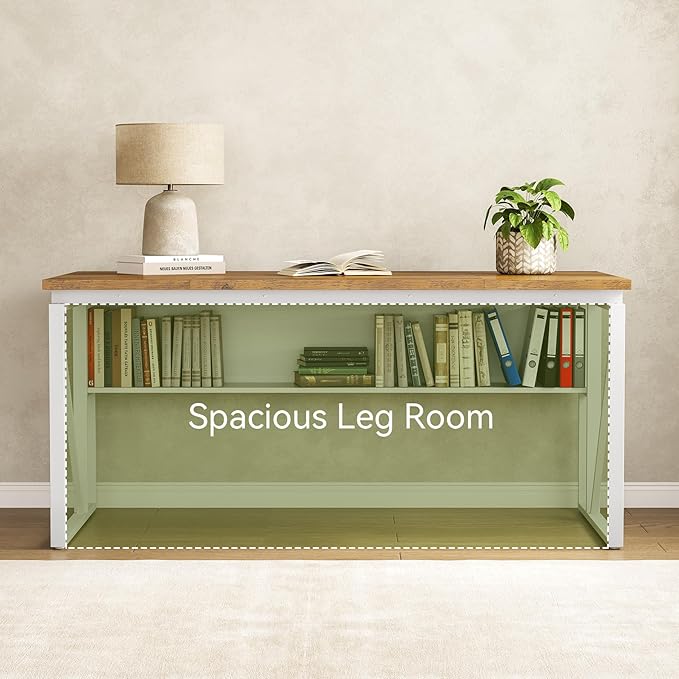 LITTLE TREE 63-Inch Office Desk with 31.5-Inch Lateral File Cabinet Study Writing Desk Computer Desk for Home Office