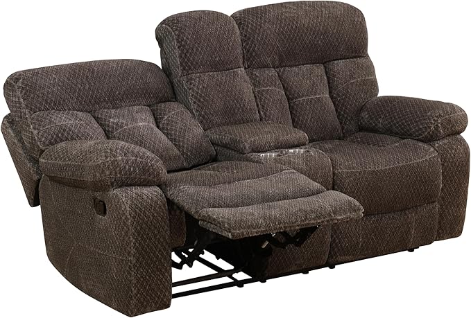 Manual Recliner SofaFlanne Reclining Living Room Furniture SetDouble Recliner Loveseat with Storage ConsoleSingle Reclining Chair for House/Office/Loft/RV/Apartment(Brown Flanne2+1)
