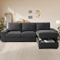 COOSLEEP 99” L-Shape Convertible Sectional Couches Sofas with 190L Storage Chaise Chenilee Sofas with Removable Cushion and Detachable CoverUSB Charging for Living Room(Dark Grey)