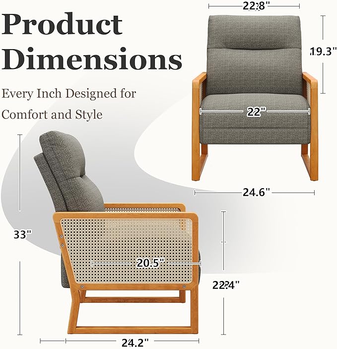 HAOBO Home Modern Accent Chair Linen Upholstered Armchair for Bedroom Living Room Chairs Office Chair Set of 2